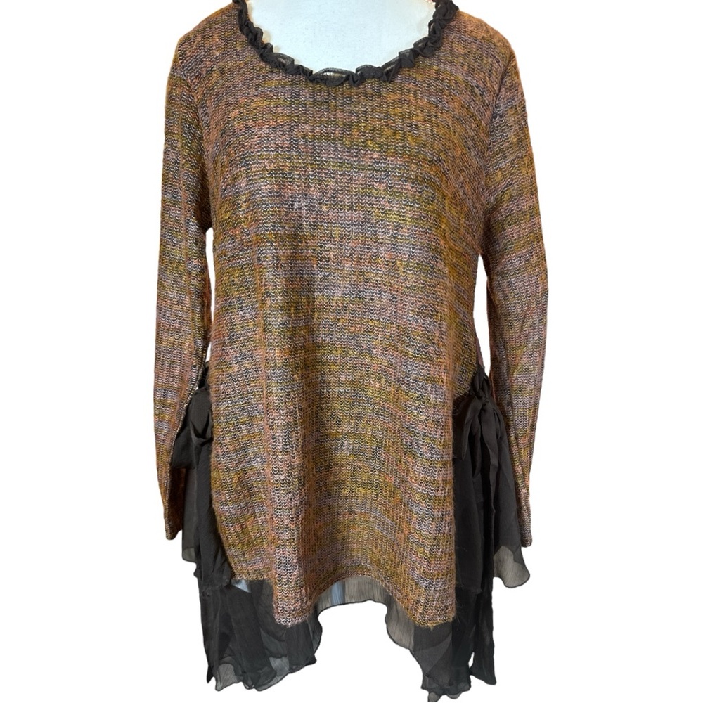 A'Reve NWT Autumn Knit Chiffon Tunic Top